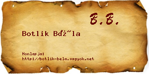 Botlik Béla névjegykártya