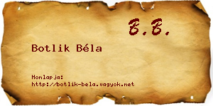 Botlik Béla névjegykártya